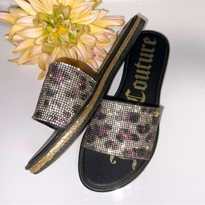 Leopard bling juicy slide sandals